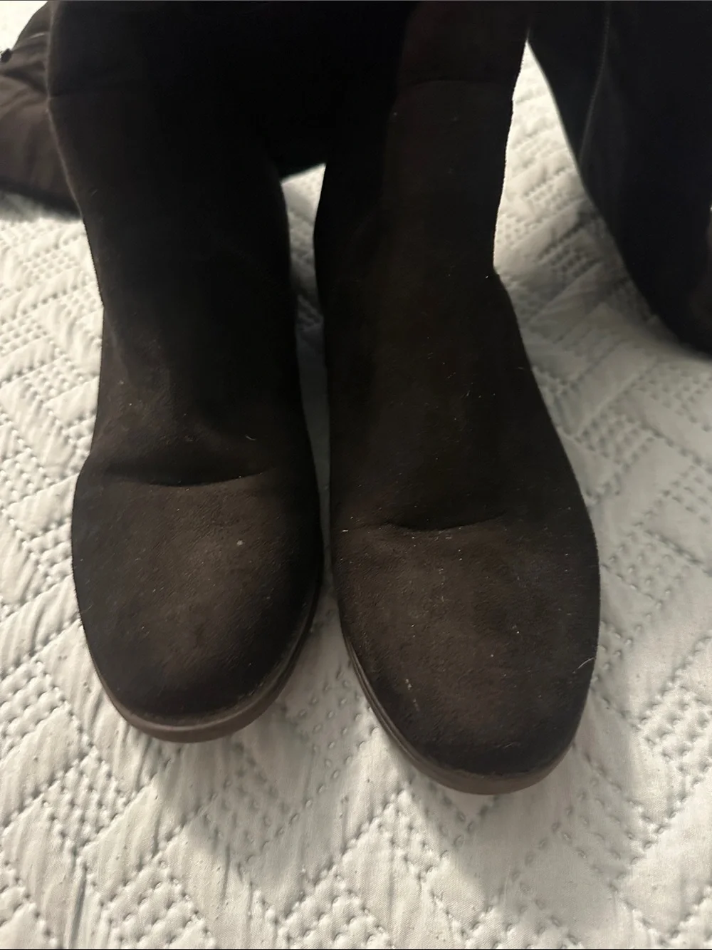 Top Moda Women's Black Suede Over-the-Knee Zip Boots size 9